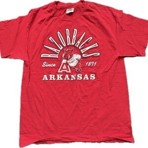 Vintage Single Stitch Hanes Heavyweight Red Arkansas Razorbacks Short Sleeve Tee